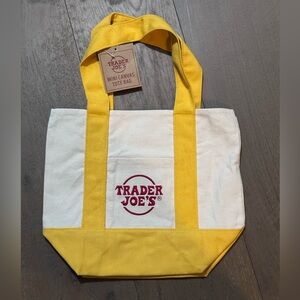 Trader Joe’s Yellow and White Canvas Mini Tote Bag